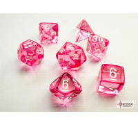 Chessex Translucent Mini-Polyhedral Pink/white 7-Die Set