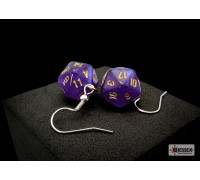 Chessex Hook Earrings Borealis Royal Purple Mini-Poly d20 Pair