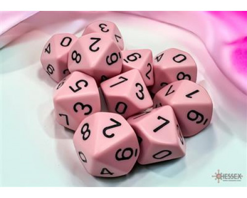 Chessex Opaque Pastel Pink/black Set of Ten d10s