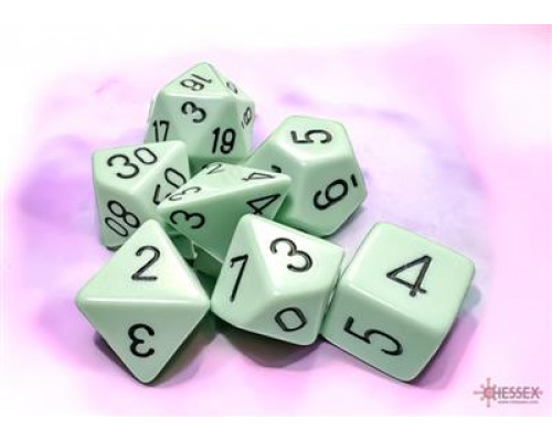 Chessex Opaque Pastel Green/black Polyhedral 7-Dice Set