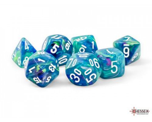 Chessex Festive® Mega-hedral™ Waterlily™/white 7-Die set