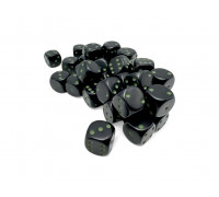 Opaque Black/green 12mm d6 Dice Block (36 dice)
