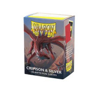 Dragon Shield Sleeves - Standard size - Matte Dual - Crimson & Silver (100 Sleeves)