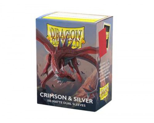 Dragon Shield Sleeves - Standard size - Matte Dual - Crimson & Silver (100 Sleeves)