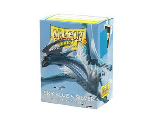 Dragon Shield Sleeves - Standard size - Matte Dual - Sky Blue & Silver (100 Sleeves)
