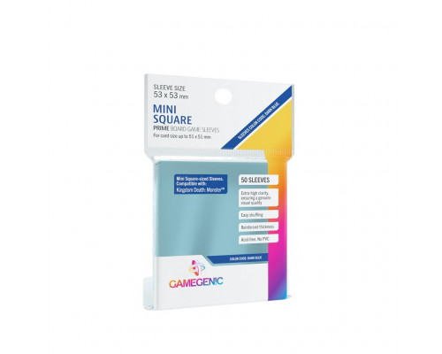 Gamegenic - PRIME Mini Square-Sized Sleeves 53 x 53 mm - Clear (50 Sleeves)