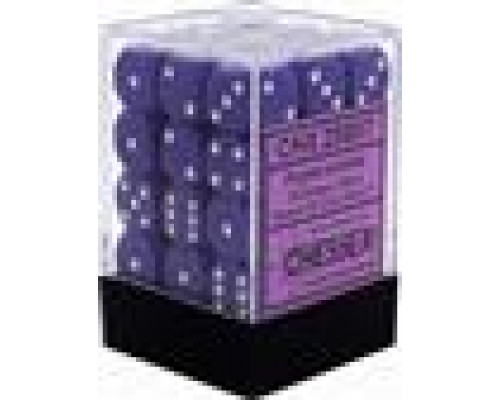 Chessex Opaque 12mm d6 with pips Dice Blocks (36 Dice) - Purple w/white