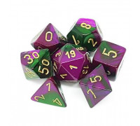 Chessex Gemini Polyhedral 7-Die Set - Green-Purple w/gold