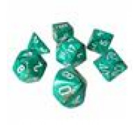 Chessex Marble Polyhedral 7-Die Set - Oxi-Copper w/white