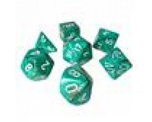 Chessex Marble Polyhedral 7-Die Set - Oxi-Copper w/white