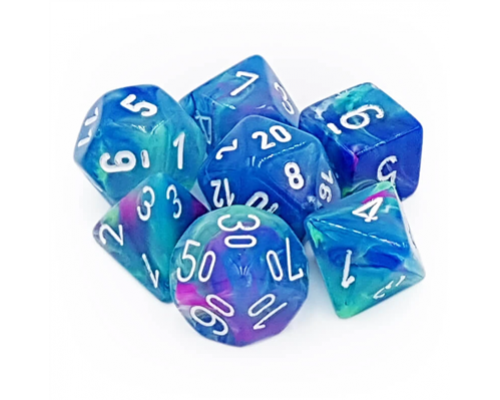 Chessex Festive Polyhedral 7-Die Set - Waterlily w/white