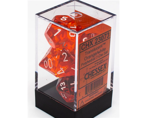 Chessex Translucent Polyhedral 7-Die Set - Orange/white