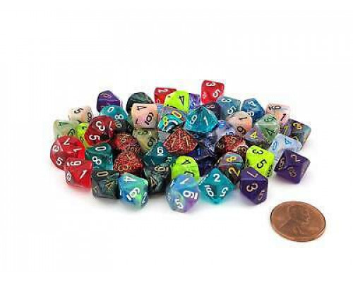 Chessex Bag of 50 Assorted loose Mini-Polyhedral d10s