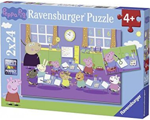 Ravensburger Puzzle dla dzieci Peppa w szkole - 2 x 24 szt.