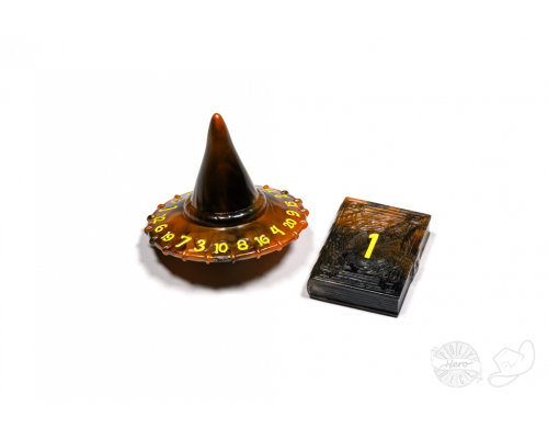PolyHero Wizard d20 Wizard Hat and d2 Spellbook in Smoldering Ember