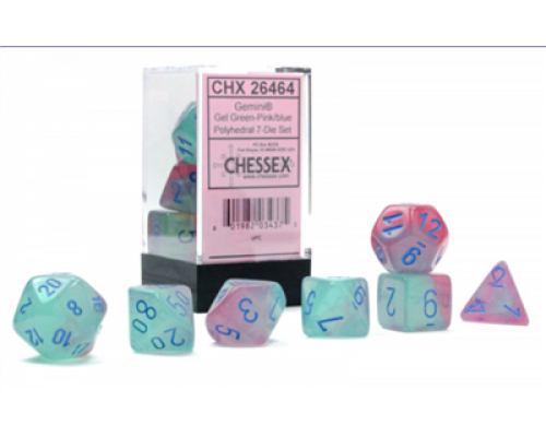 Gemini Polyhedral Gel Green-Pink/blue Luminary 7-Die Set