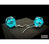 Chessex Hook Earrings Translucent Teal Mini-Poly d20 Pair