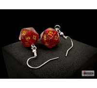 Chessex Hook Earrings Glitter Ruby Mini-Poly d20 Pair