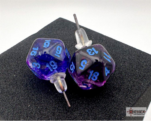 Chessex Stud Earrings Nebula Nocturnal Mini-Poly d20 Pair