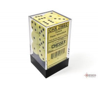 Chessex Opaque Pastel Yellow/black 16mm d6 Dice Block (12 dice)