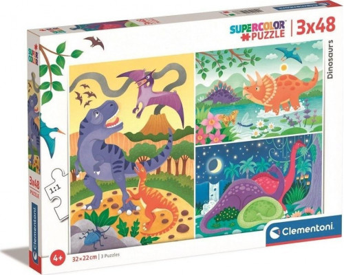 Clementoni CLE puzzle 3x48 SuperKolor Dinozaury 25288