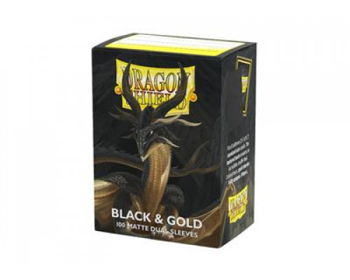 Dragon Shield Sleeves - Standard size - Matte Dual - Black & Gold (100 Sleeves)