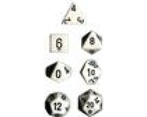 Chessex Opaque Polyhedral 7-Die Sets - White w/black