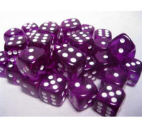 Chessex Translucent 12mm d6 with pips Dice Blocks (36 Dice) - Purple w/white