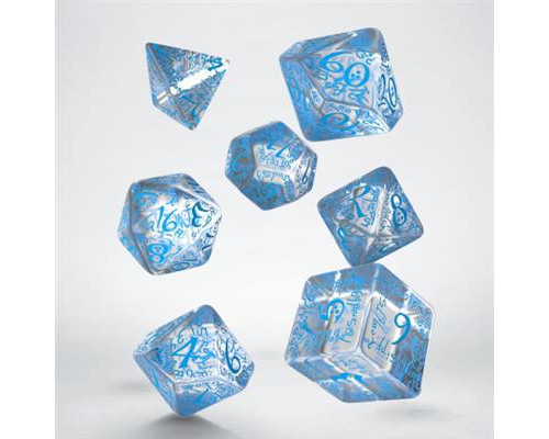Elvish Translucent & blue Dice Set (7)