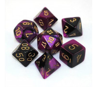Chessex Gemini Polyhedral 7-Die Set - Black-Purple w/gold
