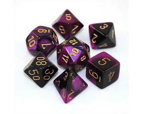 Chessex Gemini Polyhedral 7-Die Set - Black-Purple w/gold