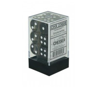 Chessex Translucent 16mm d6 with pips Dice Blocks (12 Dice) - Smoke w/white