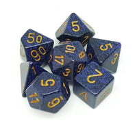 Chessex Speckled Polyhedral 7-Die Set - Golden Cobalt