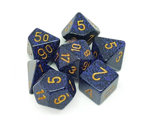 Chessex Speckled Polyhedral 7-Die Set - Golden Cobalt