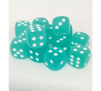 Chessex 16mm d6 with pips Dice Blocks (12 Dice) - Frosted Teal w/white