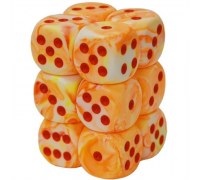 Chessex 16mm d6 with pips Dice Blocks (12 Dice) - Festive Sunburst w/red