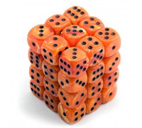 Chessex Signature 12mm d6 with pips Dice Blocks (36 Dice) - Vortex Orange w/black