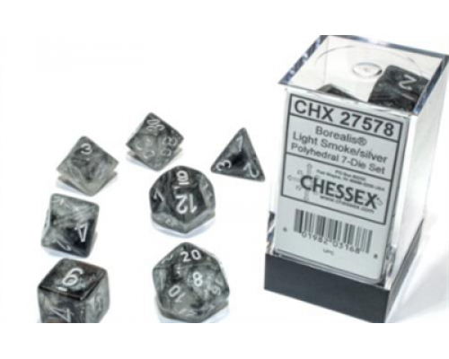 Chessex Borealis Polyhedral Light Smoke/silver Luminary 7-Die Set
