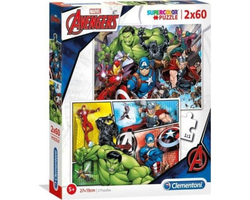 Clementoni Puzzle 2x60 elementów Super Kolor - Avengers