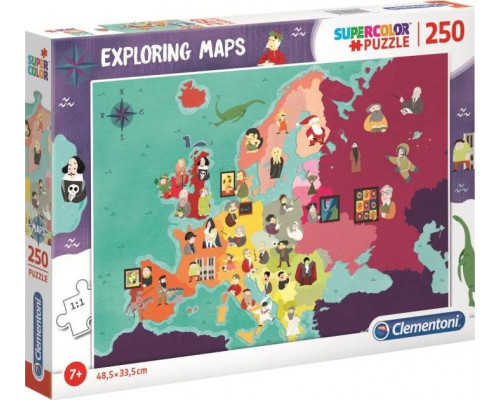 Clementoni Puzzle 250 elementów Exploring Maps Great People in Europe