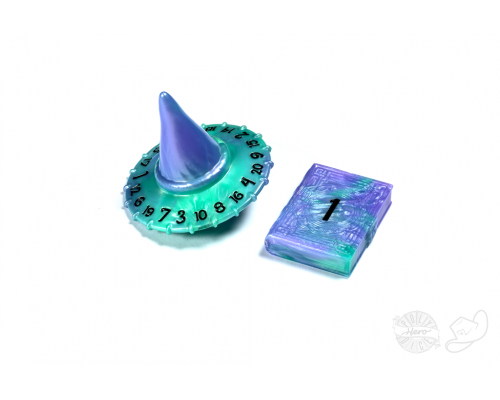 PolyHero Wizard d20 Wizard Hat and d2 Spellbook in Aether Mist