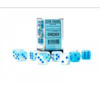 Gemini 16mm d6 Pearl Turquoise-White/blue Luminary Dice Block (12 dice)