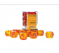 Gemini 16mm d6 Translucent Red-Yellow/gold Dice Block (12 dice)