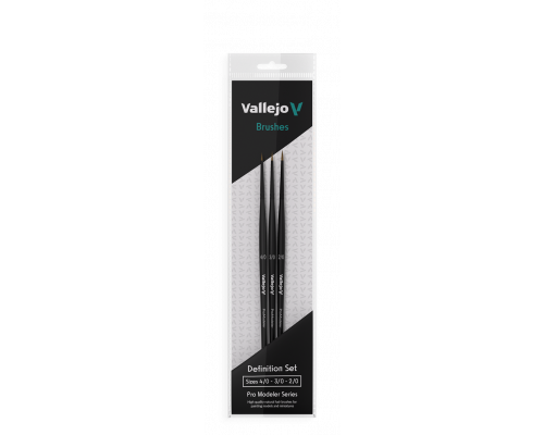 Vallejo - Brush Set / Pro Modeler - Definition Set - Natural Hair (Sizes 4/0, 3/0 & 2/0)