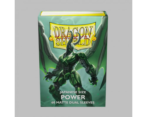 Dragon Shield Dual Matte Japanese Size Sleeves - Metallic Green / Power (60 Sleeves)