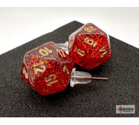 Chessex Stud Earrings Glitter Ruby Mini-Poly d20 Pair