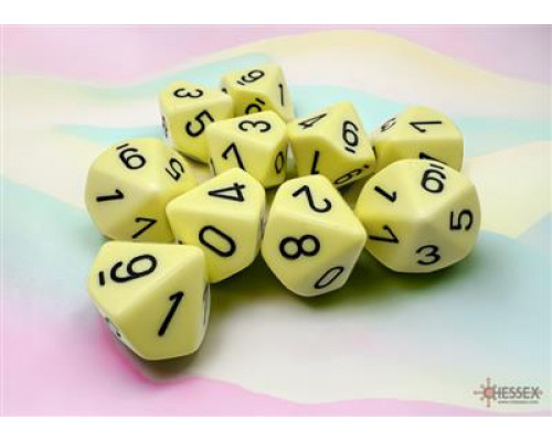 Chessex Opaque Pastel Yellow/black Set of Ten d10s