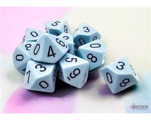 Chessex Opaque Pastel Blue/black Set of Ten d10s