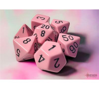 Chessex Opaque Pastel Pink/black Polyhedral 7-Dice Set