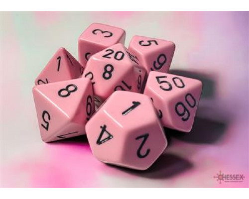 Chessex Opaque Pastel Pink/black Polyhedral 7-Dice Set